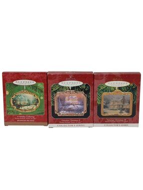 3 Hallmark Keepsake Ornaments Thomas Kinkade Victorian Christmas Full Set #M-7